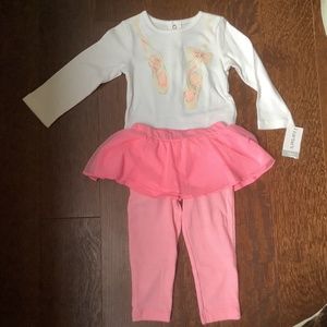Carter’s 18m tutu tulle, ballerinas onesie , 2 pieces, pink and white, NWT